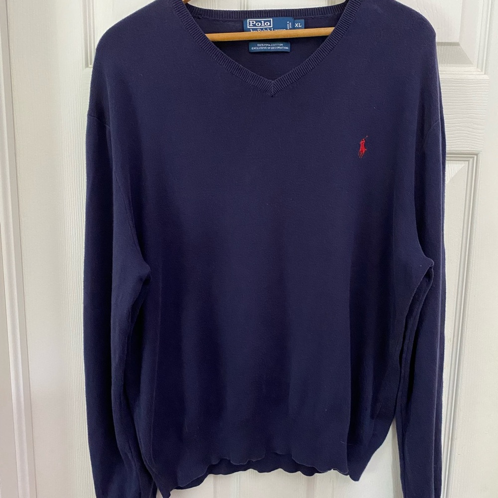 Polo by Ralph Lauren Men's Deep Blue V-Neck Sweater